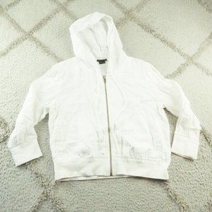 Theory Full Zip Hooded Jacket Womens Medium White 100% Linen Beachy Casual